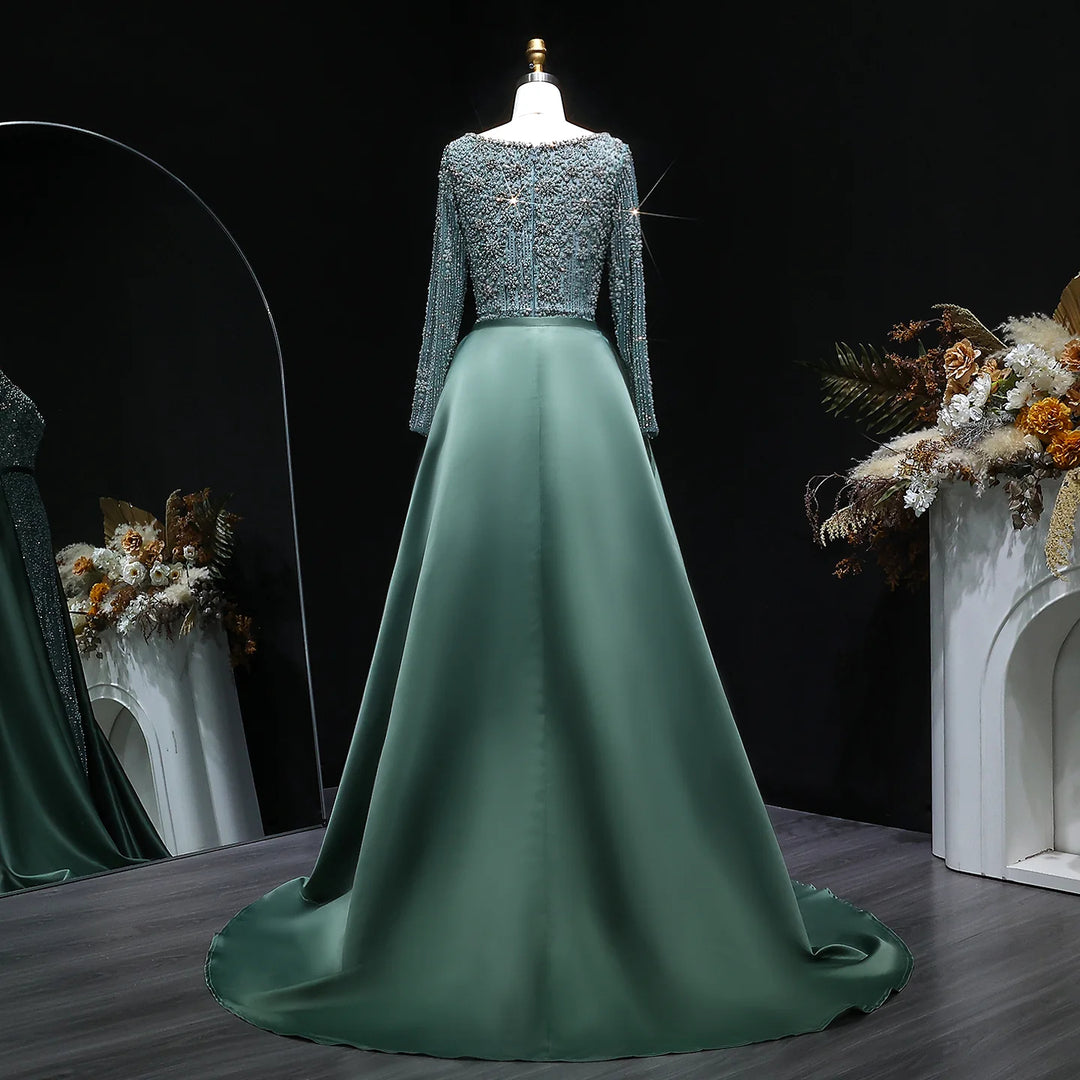 Luxury Champagne Beaded with Overskirt Evening Dress SS119-DreamyVow