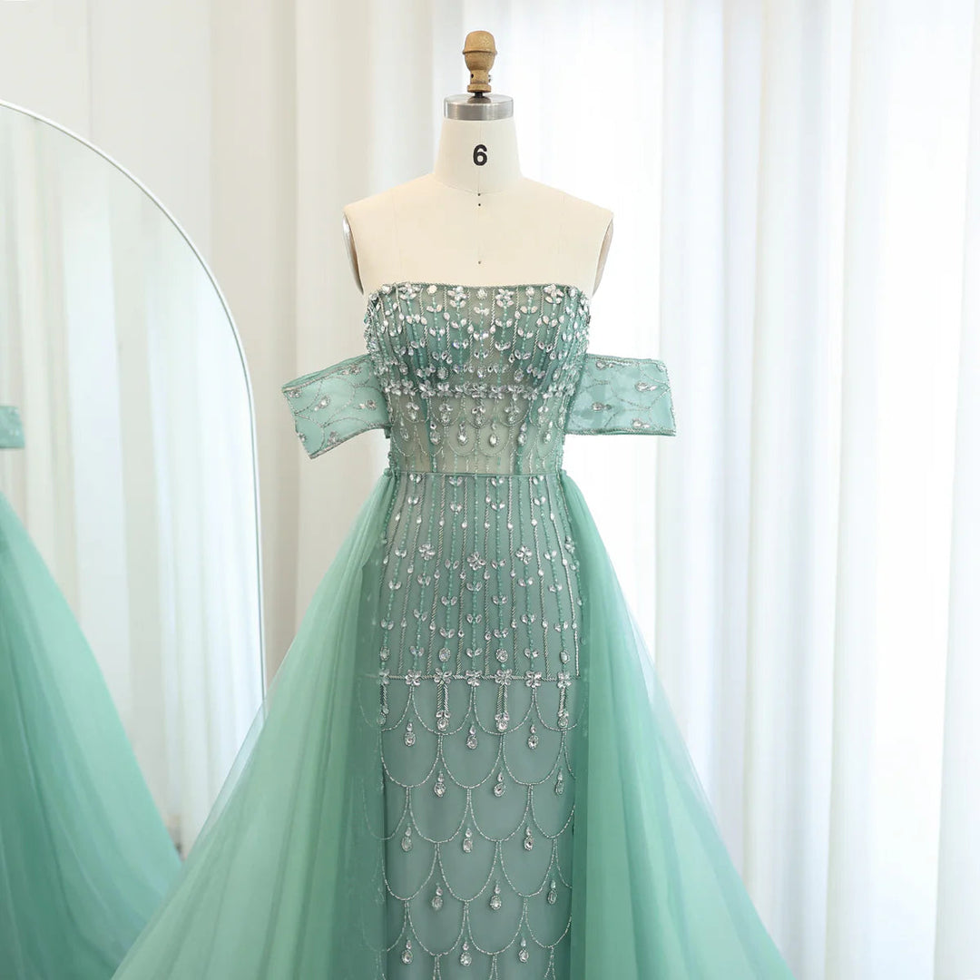 Luxury Champagne Mermaid Arabic Evening Dress for Wedding party SS168