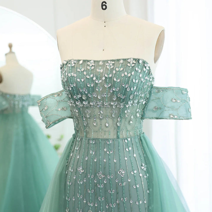 Luxury Champagne Mermaid Arabic Evening Dress for Wedding party SS168