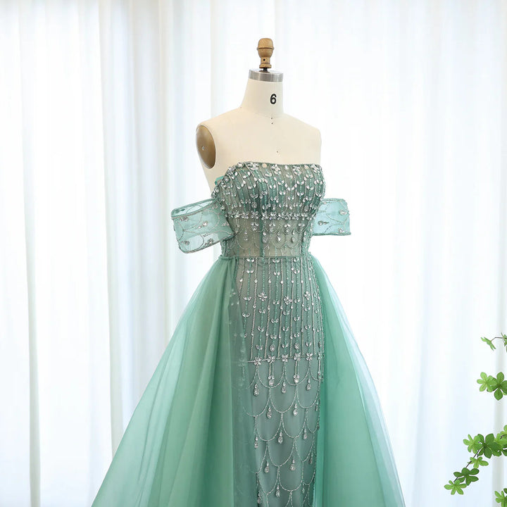 Luxury Champagne Mermaid Arabic Evening Dress for Wedding party SS168