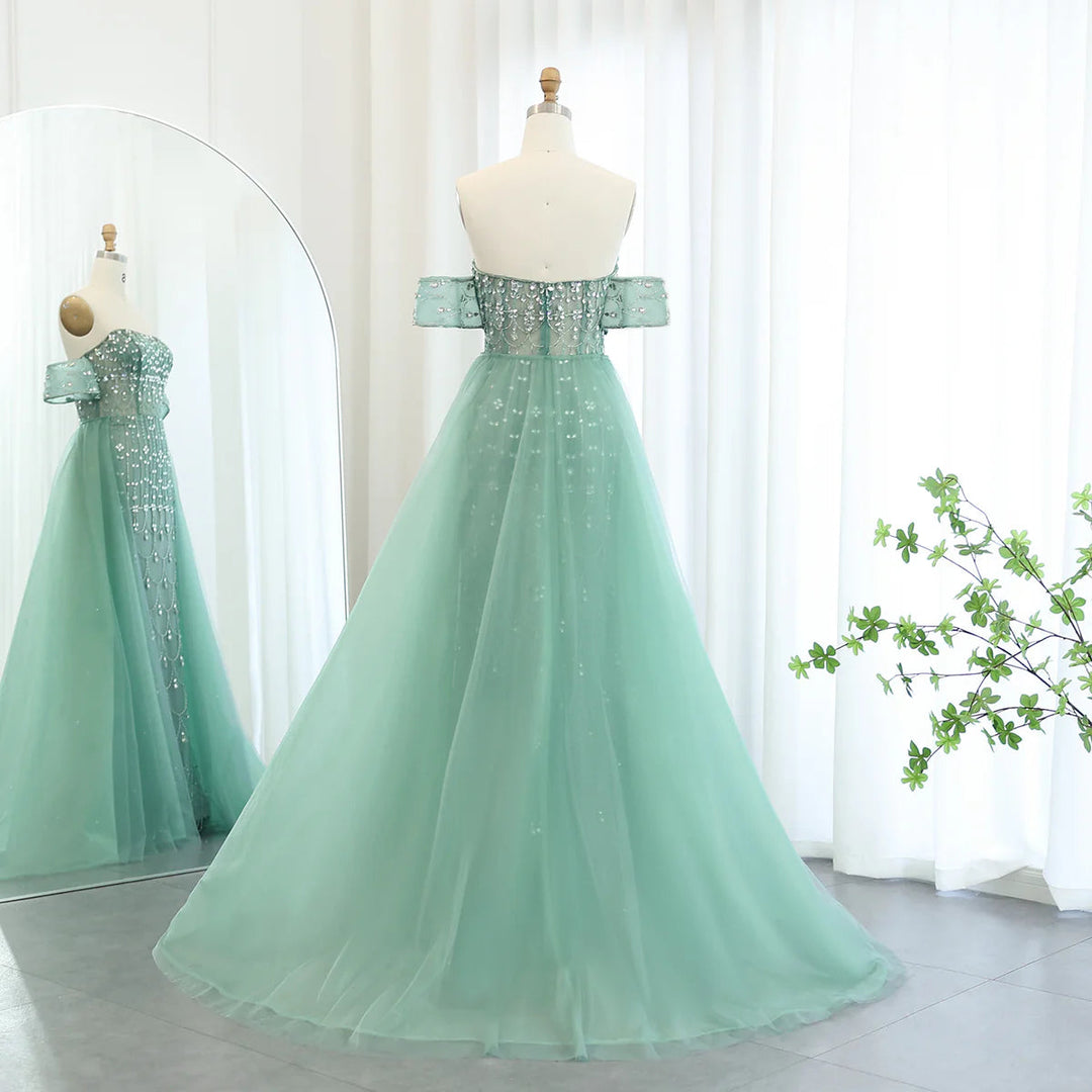 Luxury Champagne Mermaid Arabic Evening Dress for Wedding party SS168