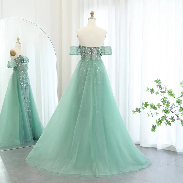 Luxury Champagne Mermaid Arabic Evening Dress for Wedding party SS168