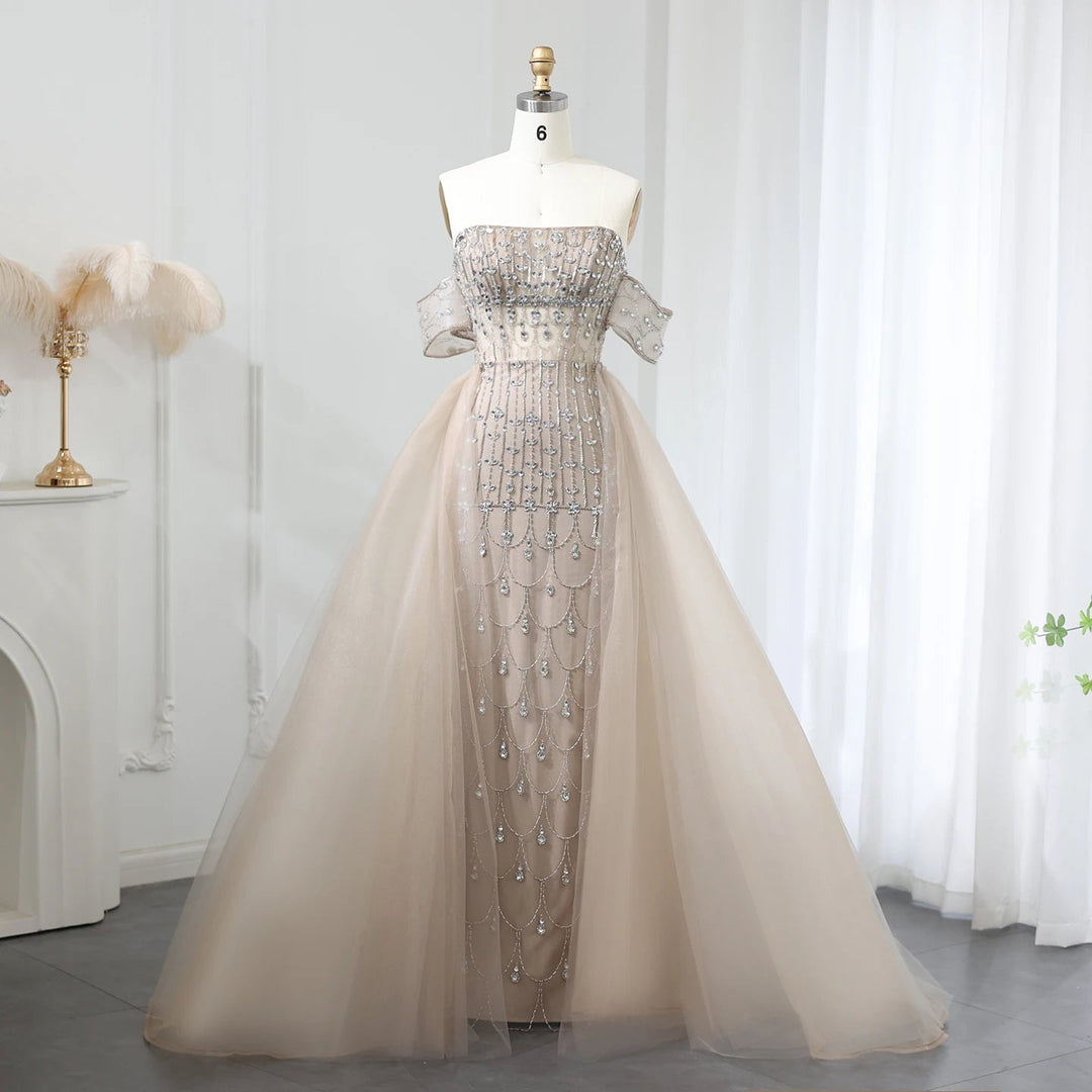 Luxury Champagne Mermaid Arabic Evening Dress for Wedding party SS168