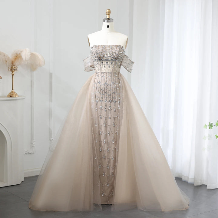 Luxury Champagne Mermaid Arabic Evening Dress for Wedding party SS168