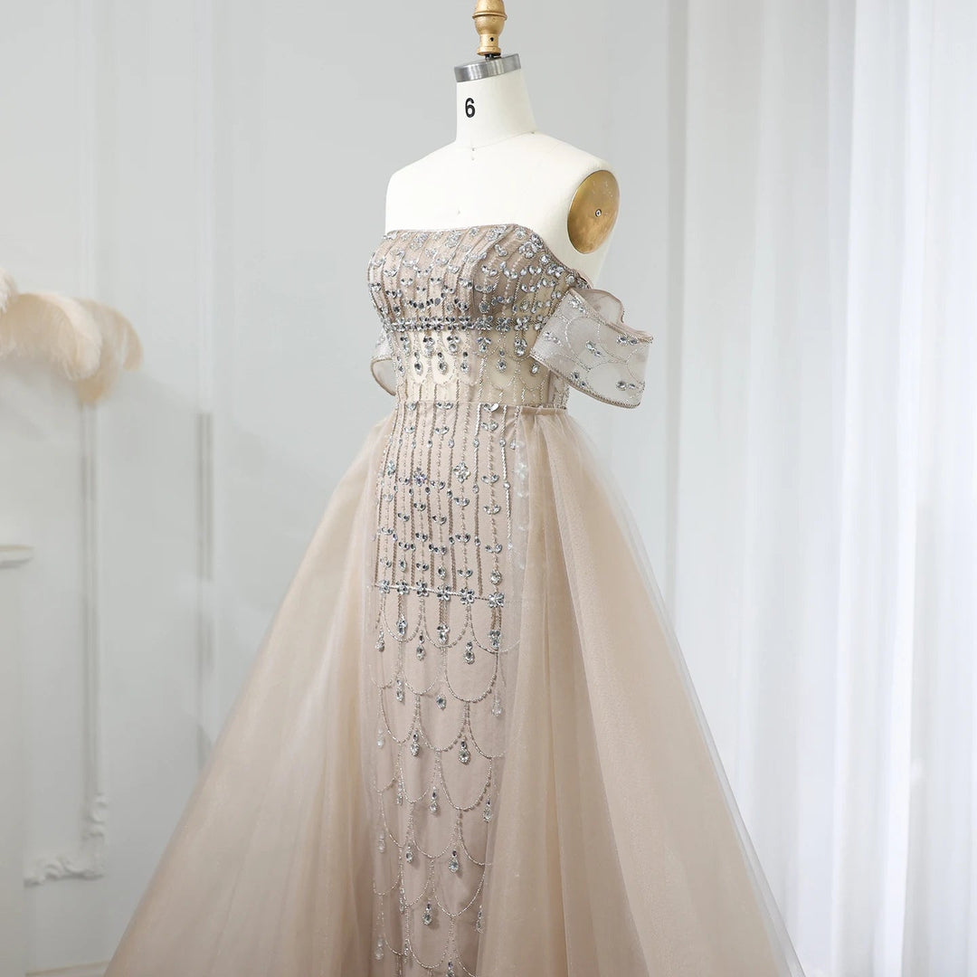 Luxury Champagne Mermaid Arabic Evening Dress for Wedding party SS168