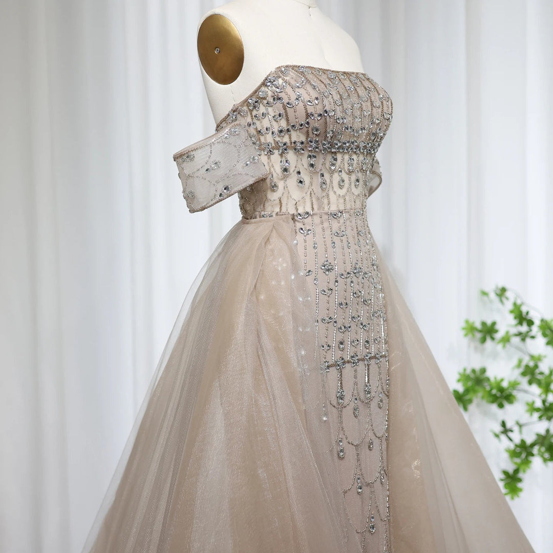 Luxury Champagne Mermaid Arabic Evening Dress for Wedding party SS168