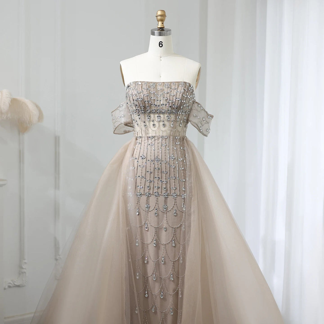 Luxury Champagne Mermaid Arabic Evening Dress for Wedding party SS168