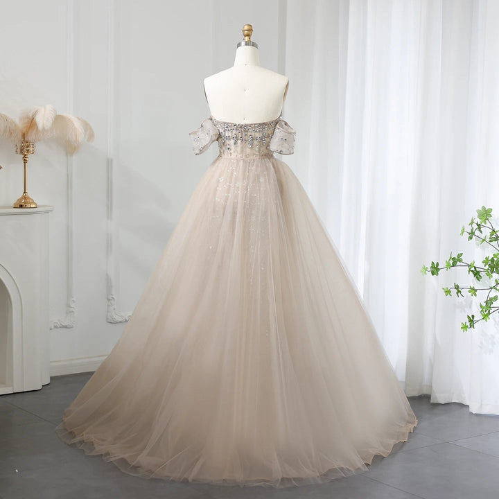 Luxury Champagne Mermaid Arabic Evening Dress for Wedding party SS168