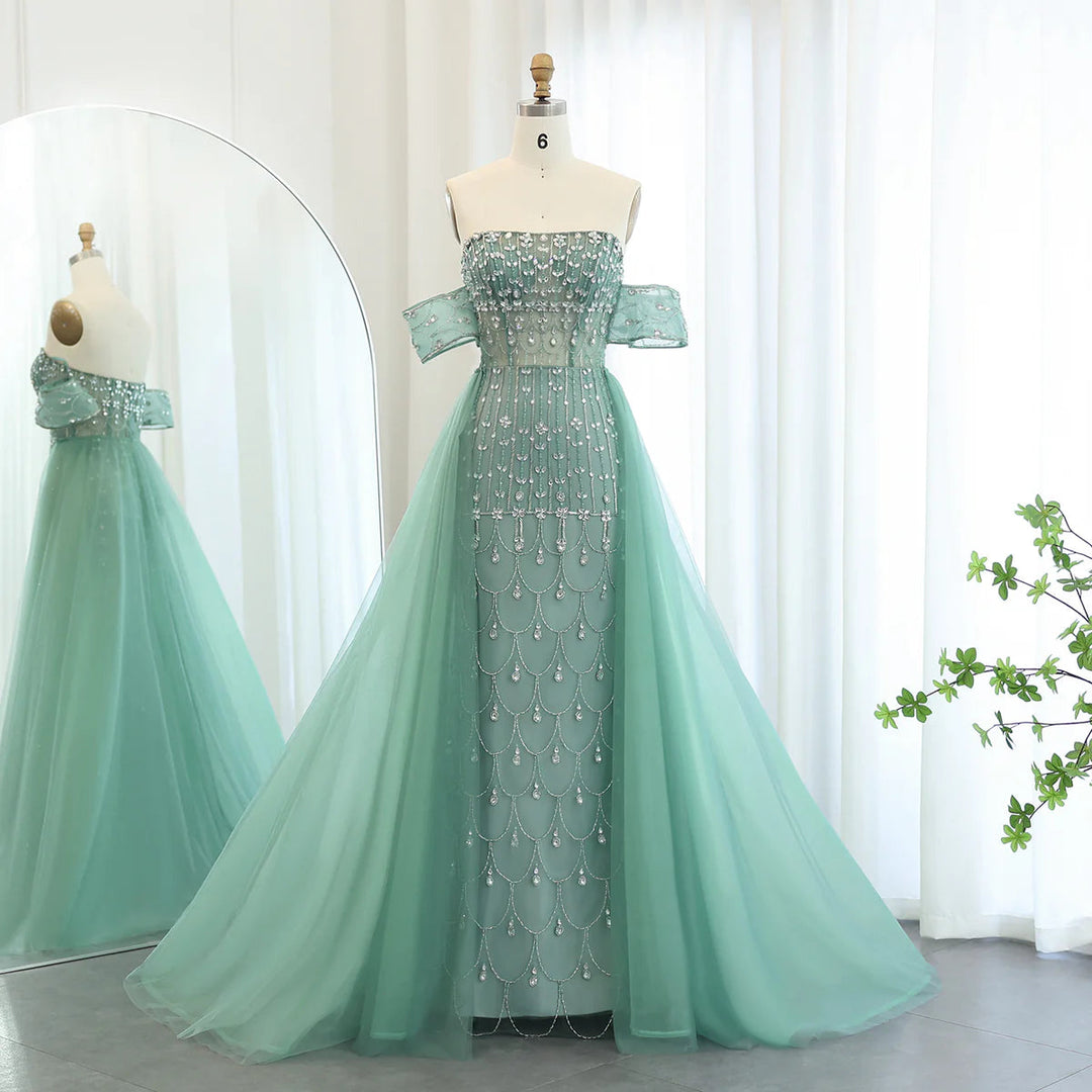 Luxury Champagne Mermaid Arabic Evening Dress for Wedding party SS168