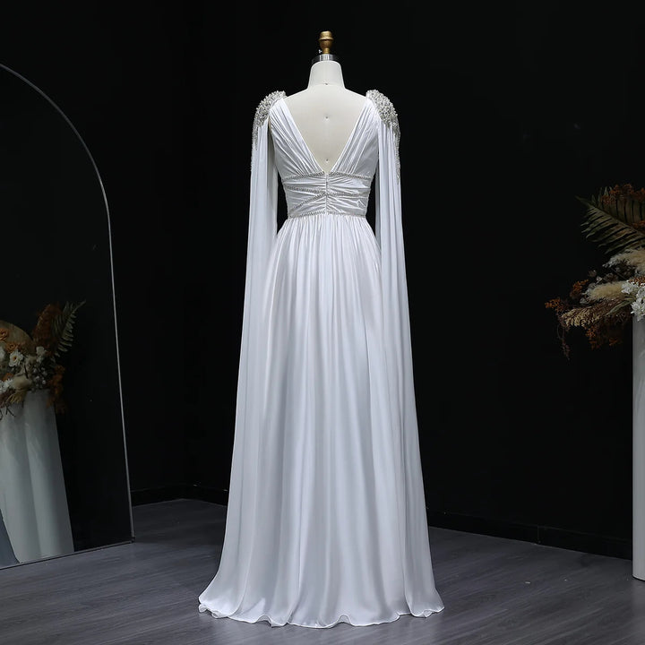 Luxury Crystal Rose Gold Evening Dress with Cape SS589