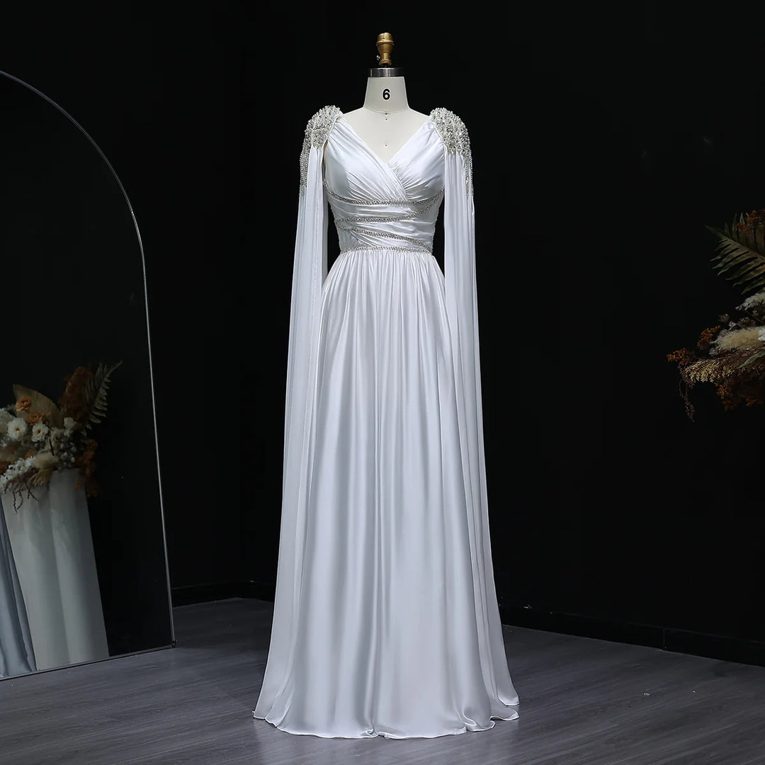 Luxury Crystal Rose Gold Evening Dress with Cape SS589