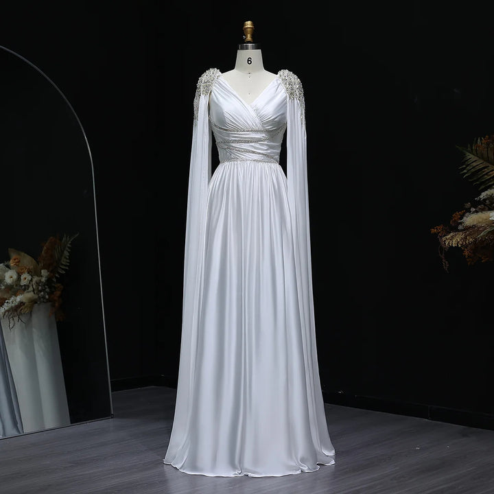 Luxury Crystal Rose Gold Evening Dress with Cape SS589
