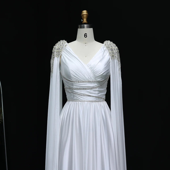 Luxury Crystal Rose Gold Evening Dress with Cape SS589