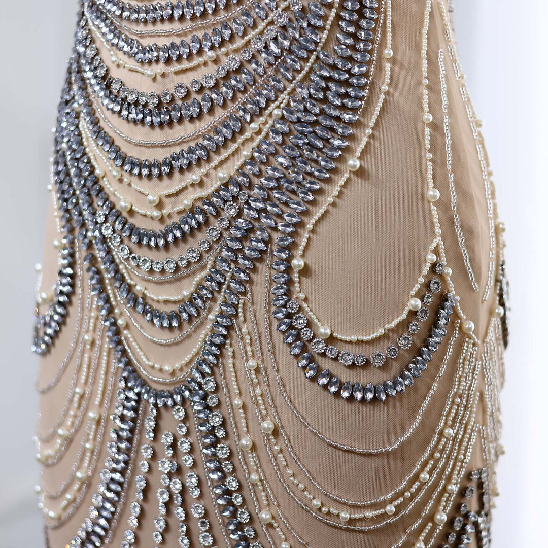 Luxury Crystal Silver Gray Mermaid Dubai Evening Dresses SS403