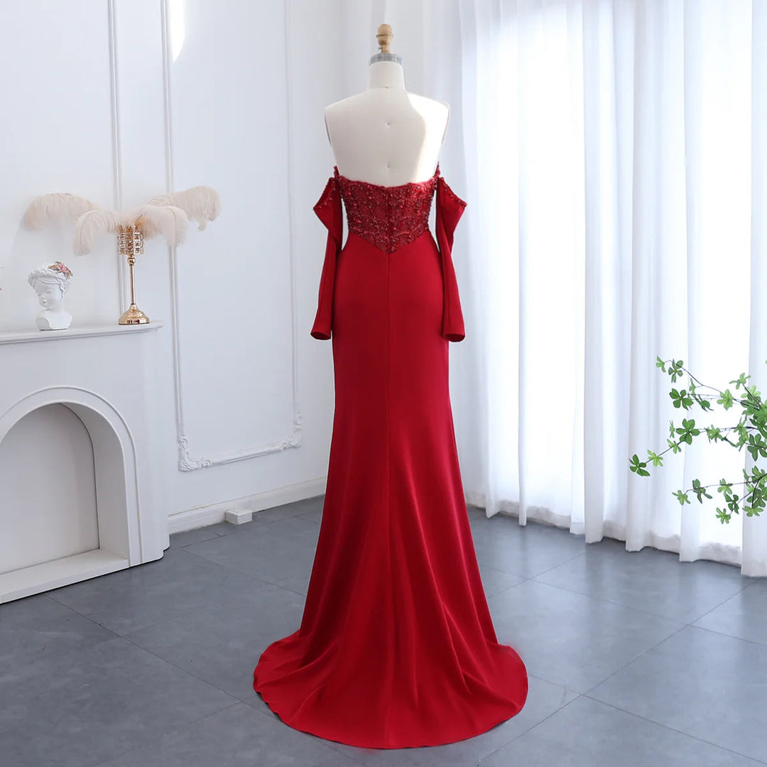 Elegant Gold Mermaid Arabic Luxury Evening Dress DreamyVow Elegant Gold Mermaid Arabic Luxury Evening Dress DreamyVow