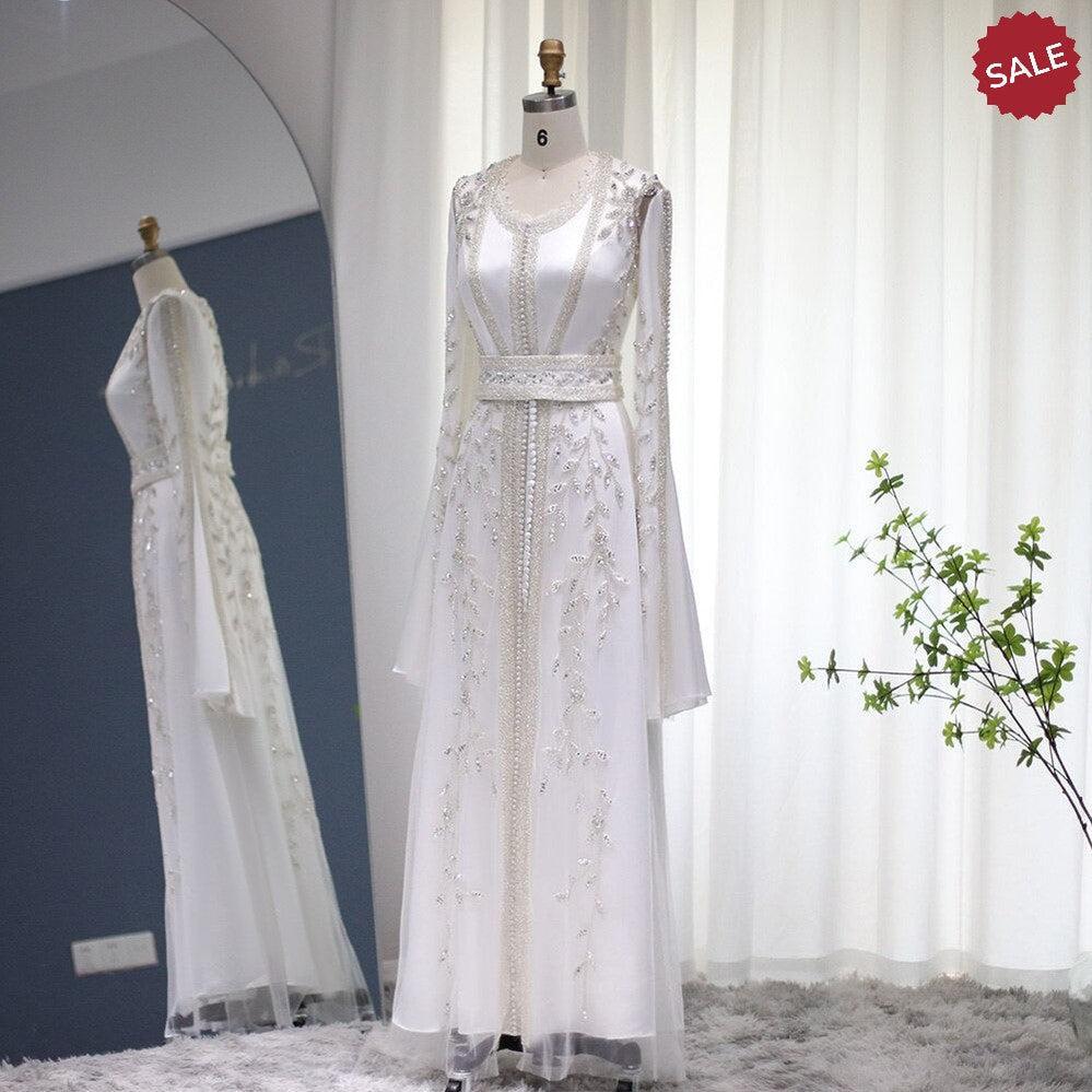 Luxury Dubai Moroccan Kaftan Ivory Evening Dresses SS439