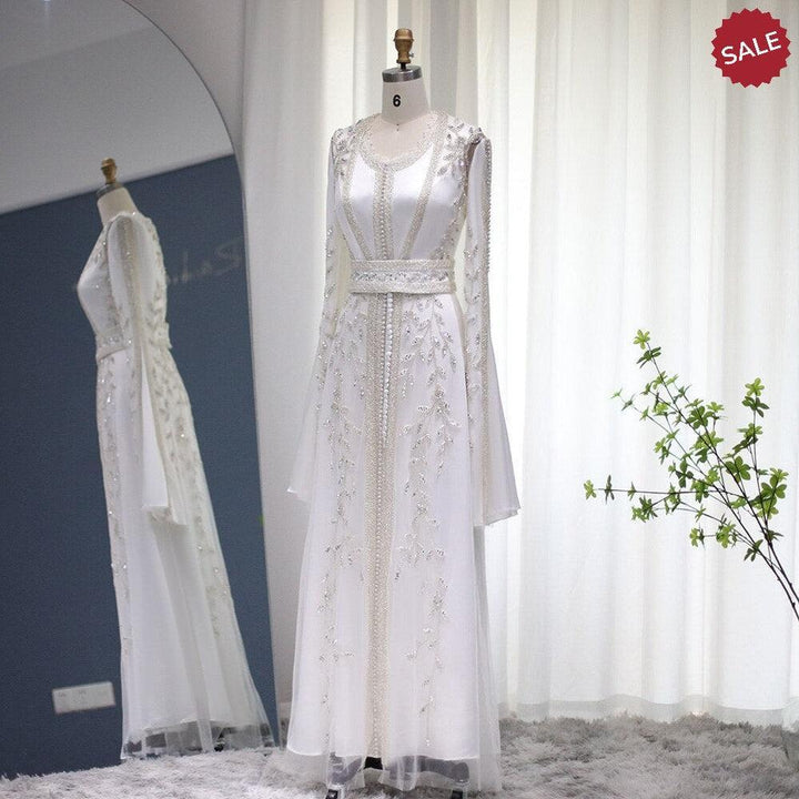 Luxury Dubai Moroccan Kaftan Ivory Evening Dresses SS439