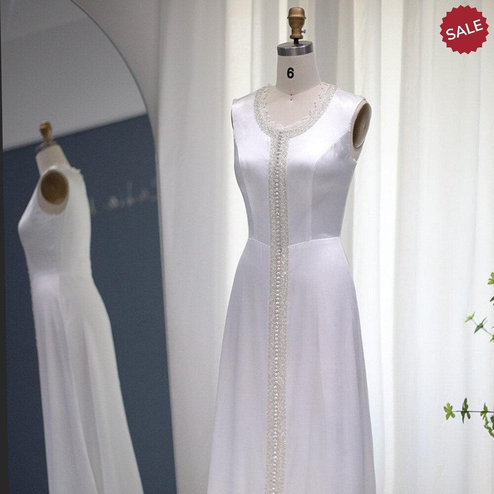 Luxury Moroccan Kaftan Ivory Evening Dresses for Women Wedding Party Elegant Long Sleeve Muslim Arabic Formal Dress Ivory / 16