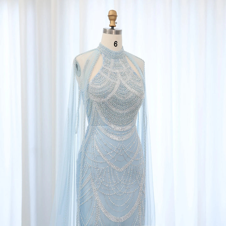 Luxury Evening Dresses with Cape Sleeves SS209