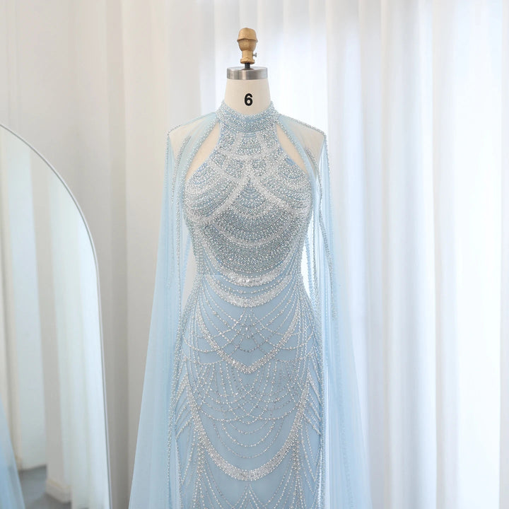 Luxury Evening Dresses with Cape Sleeves SS209