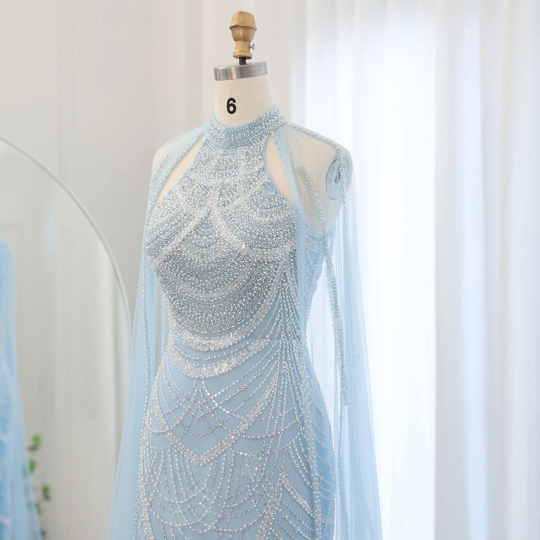 Luxury Evening Dresses with Cape Sleeves SS209