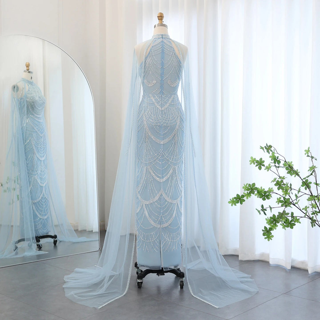Luxury Evening Dresses with Cape Sleeves SS209