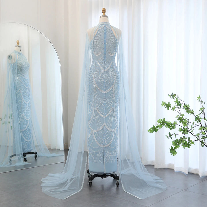 Luxury Evening Dresses with Cape Sleeves SS209