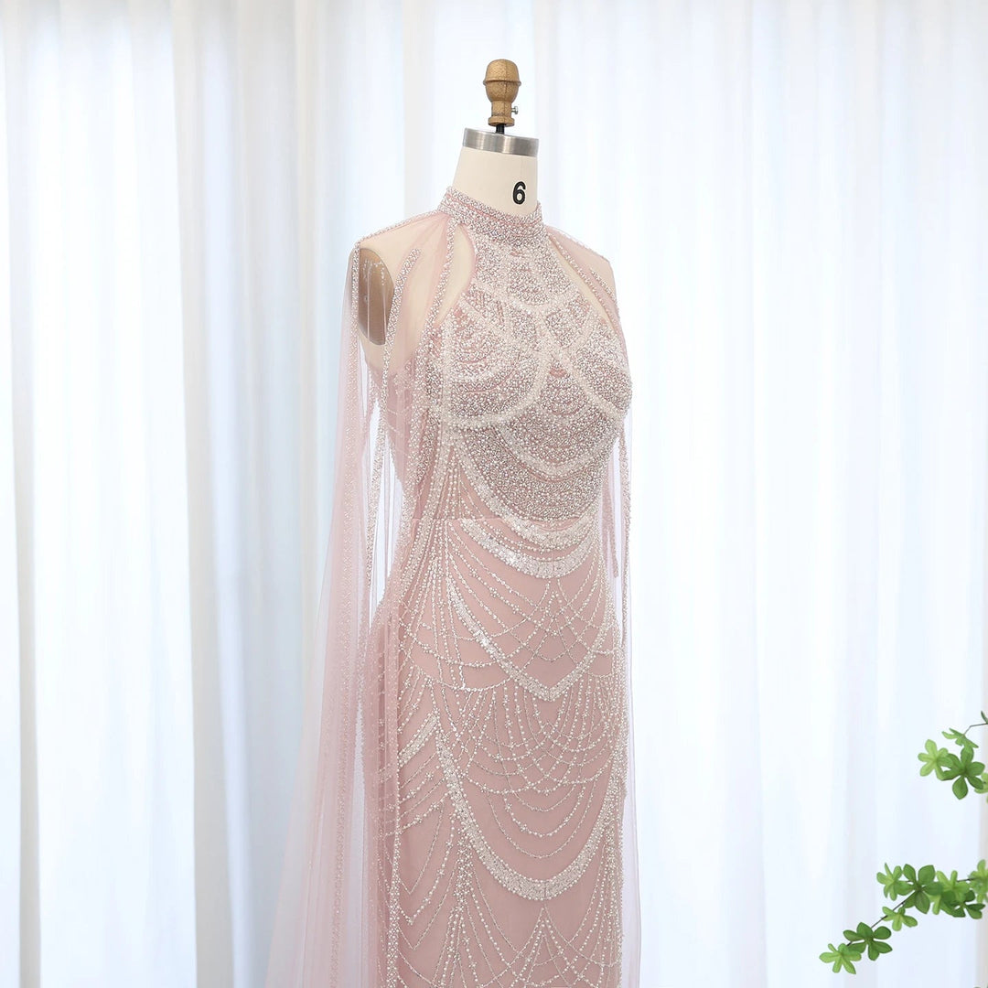 Luxury Evening Dresses with Cape Sleeves SS209