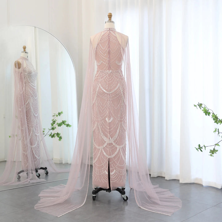 Luxury Evening Dresses with Cape Sleeves SS209