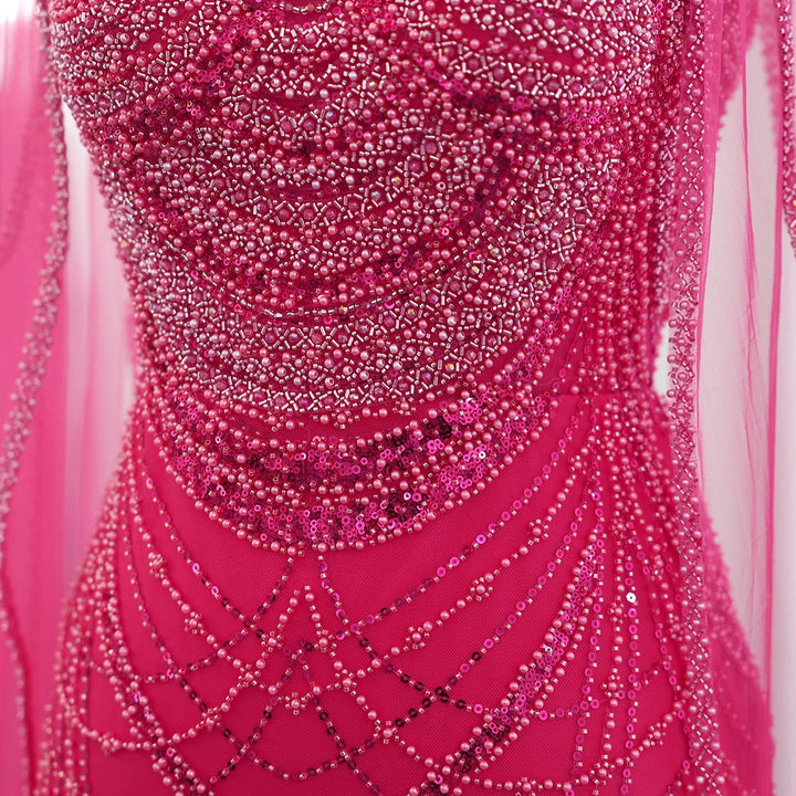 Luxury Evening Dresses with Cape Sleeves SS209