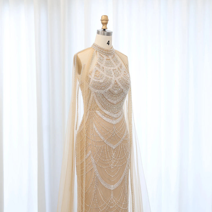 Luxury Evening Dresses with Cape Sleeves SS209