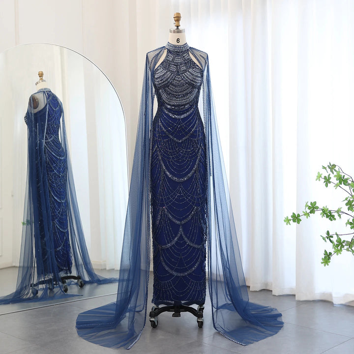 Luxury Evening Dresses with Cape Sleeves SS209
