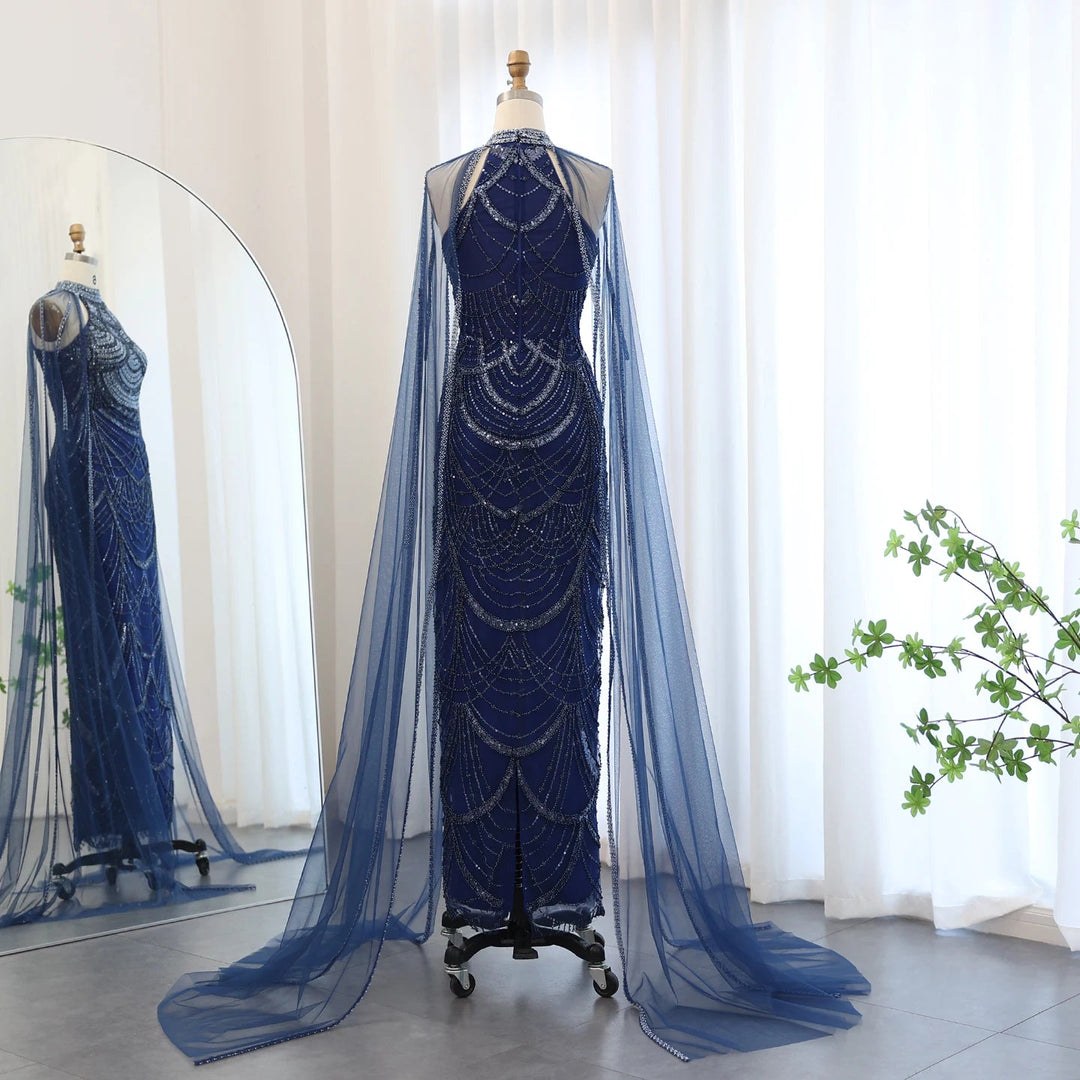 Luxury Evening Dresses with Cape Sleeves SS209