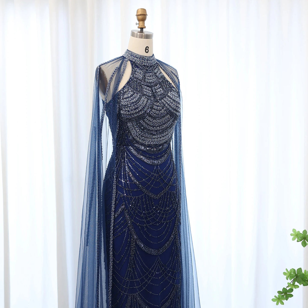Luxury Evening Dresses with Cape Sleeves SS209