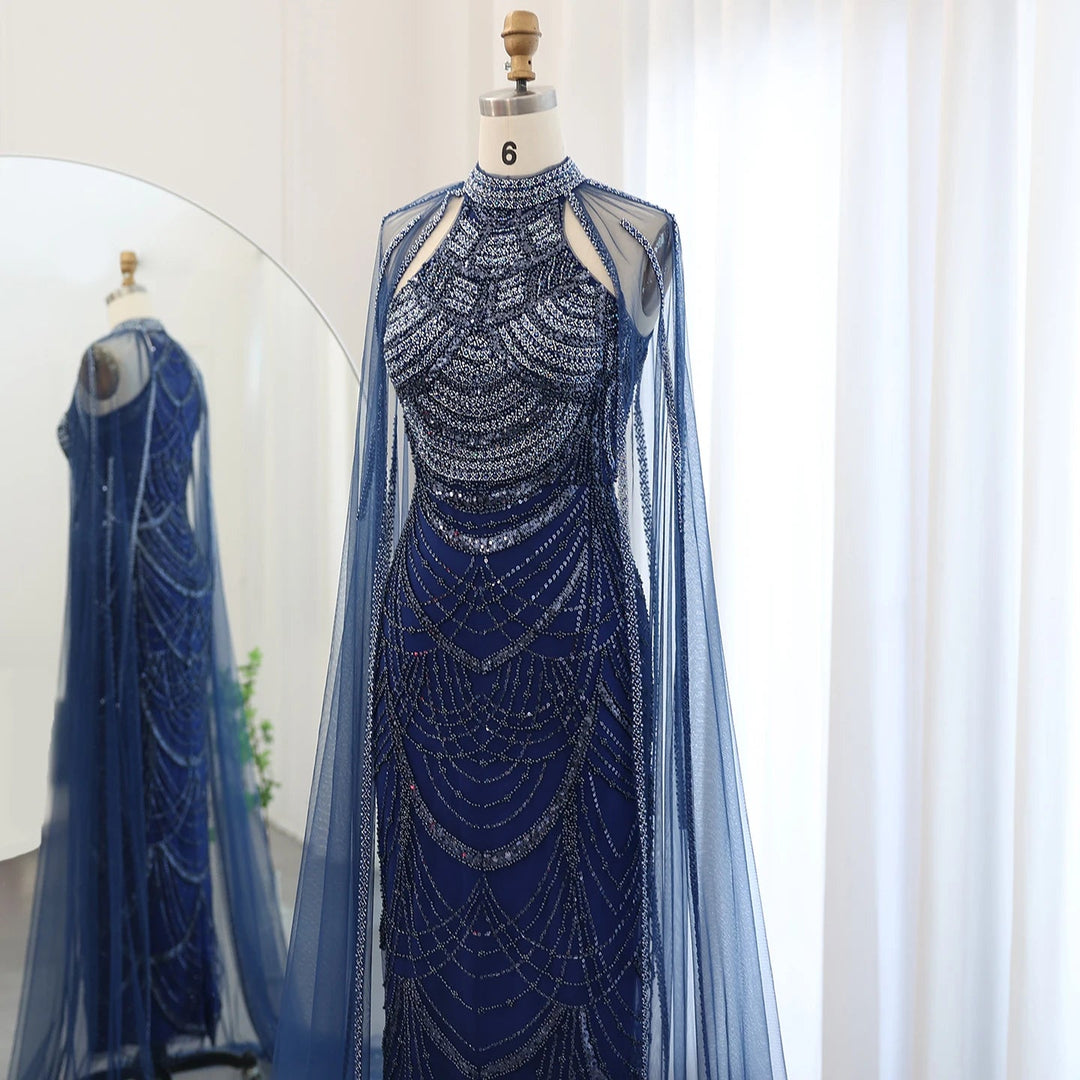Luxury Evening Dresses with Cape Sleeves SS209