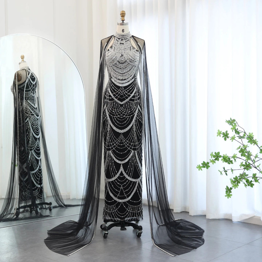 Elegant Gold Mermaid Arabic Luxury Evening Dress – DreamyVow