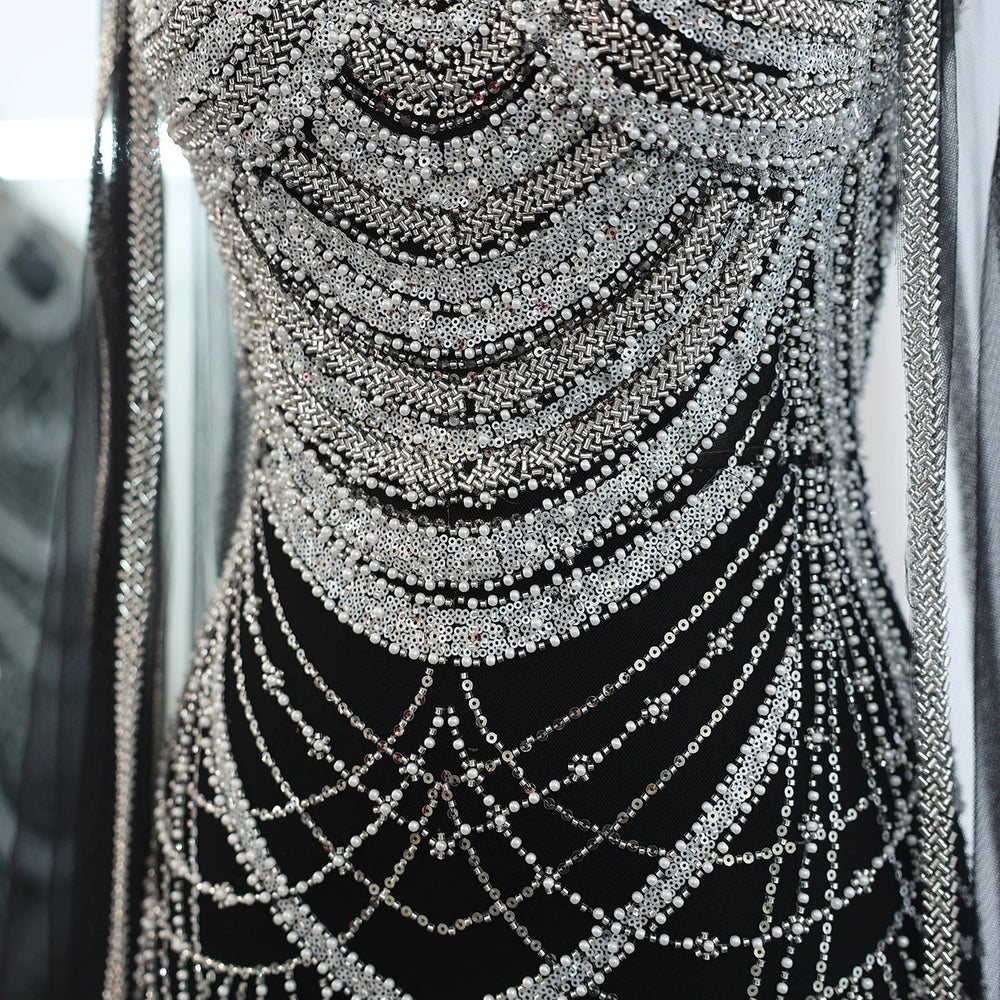 Luxury Evening Dresses with Cape Sleeves SS209