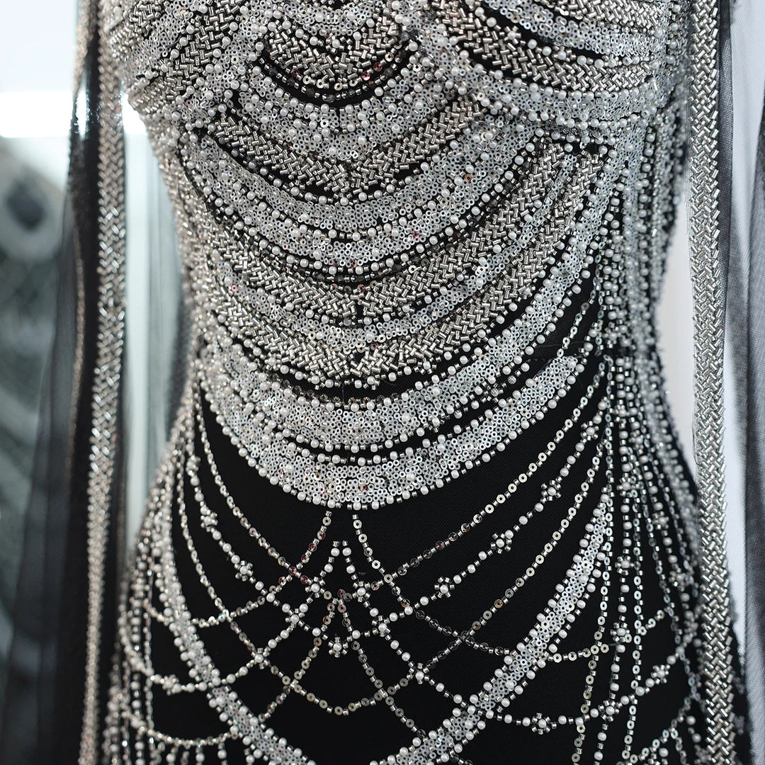 Luxury Evening Dresses with Cape Sleeves SS209