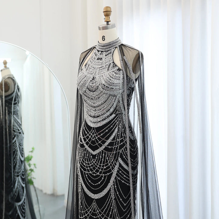Luxury Evening Dresses with Cape Sleeves SS209