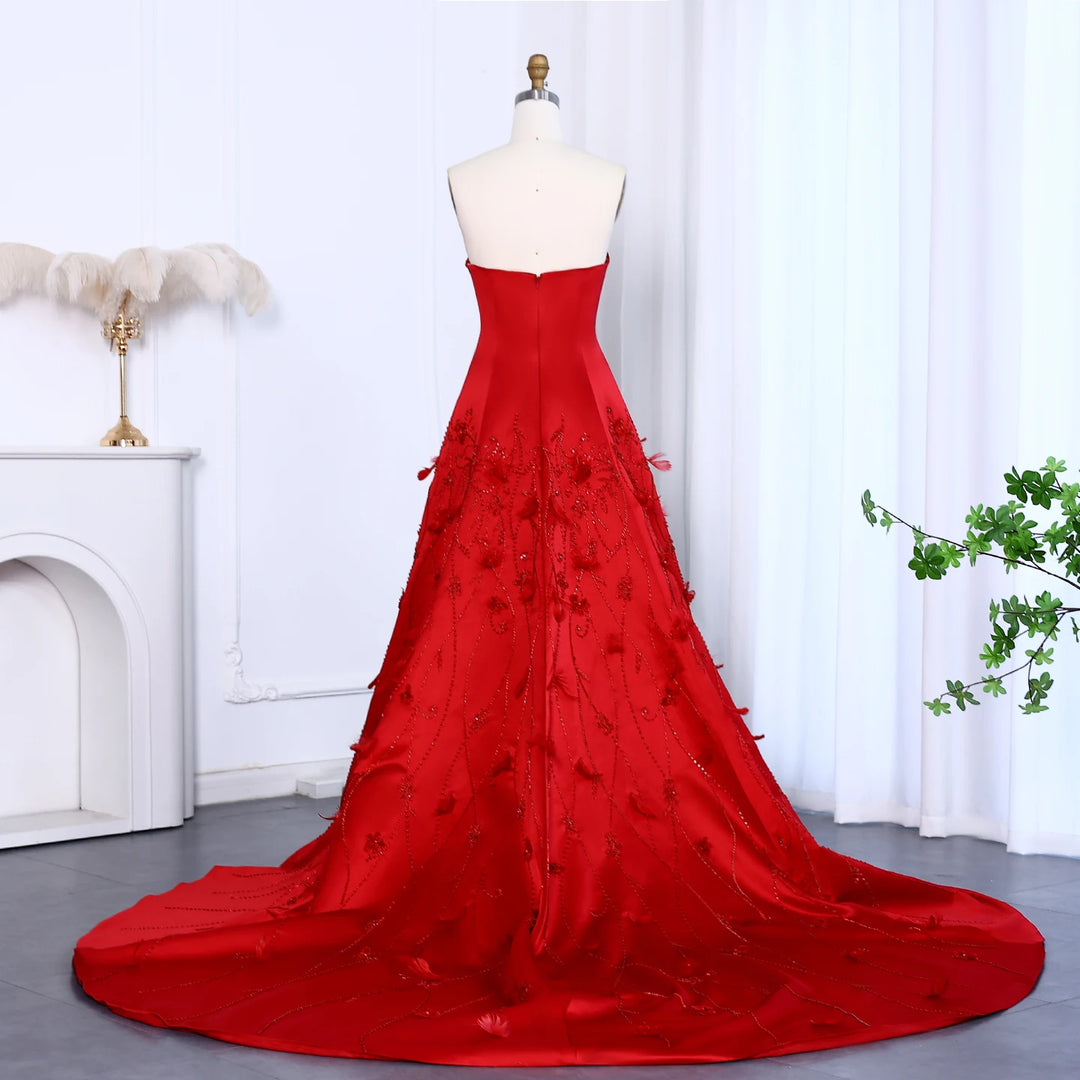 luxury evening dresses dubai Selinadress A line Dubai Luxury Long Sleeve Rhinestone Prom Dress Form SELINADRESS
