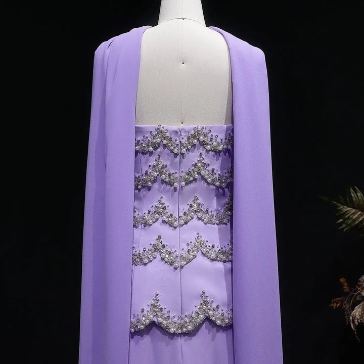Luxury Lavender Strapless Beaded Evening Dress with Scarf SS753-DreamyVow