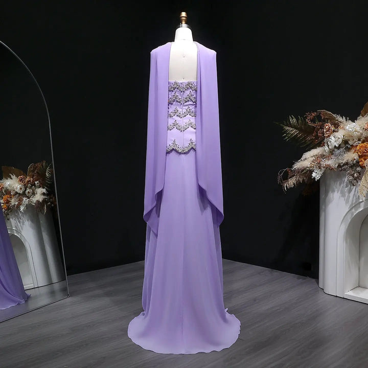 Luxury Lavender Strapless Beaded Evening Dress with Scarf SS753-DreamyVow