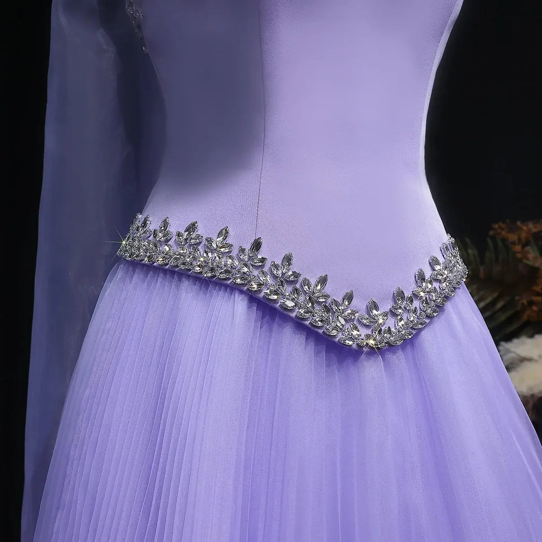 Luxury Lilac 3D Floral Tulle Evening Dress with Scarf SS310-DreamyVow