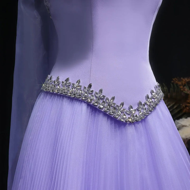Luxury Lilac 3D Floral Tulle Evening Dress with Scarf SS310-DreamyVow