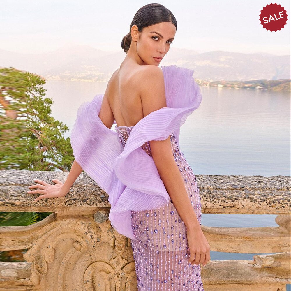 Luxury Lilac Long Evening Dress for Women Wedding Party SS327
