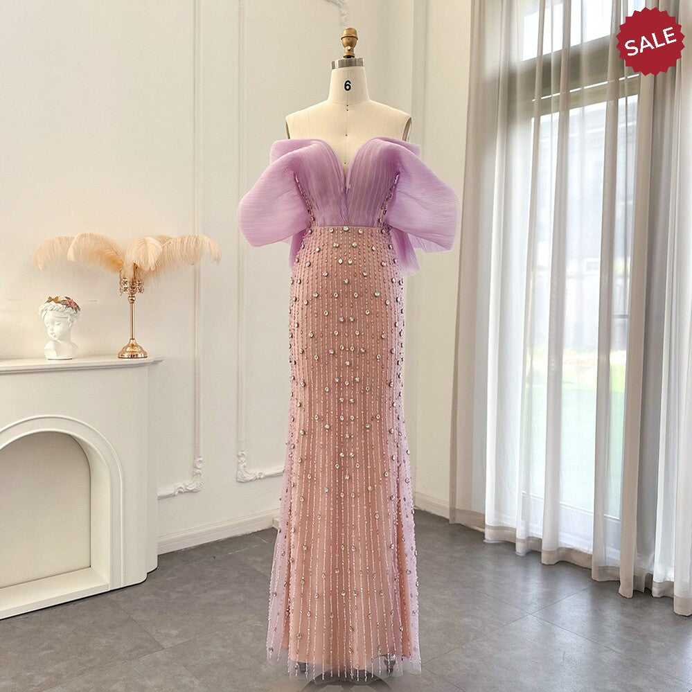 Luxury Lilac Long Evening Dress for Women Wedding Party SS327