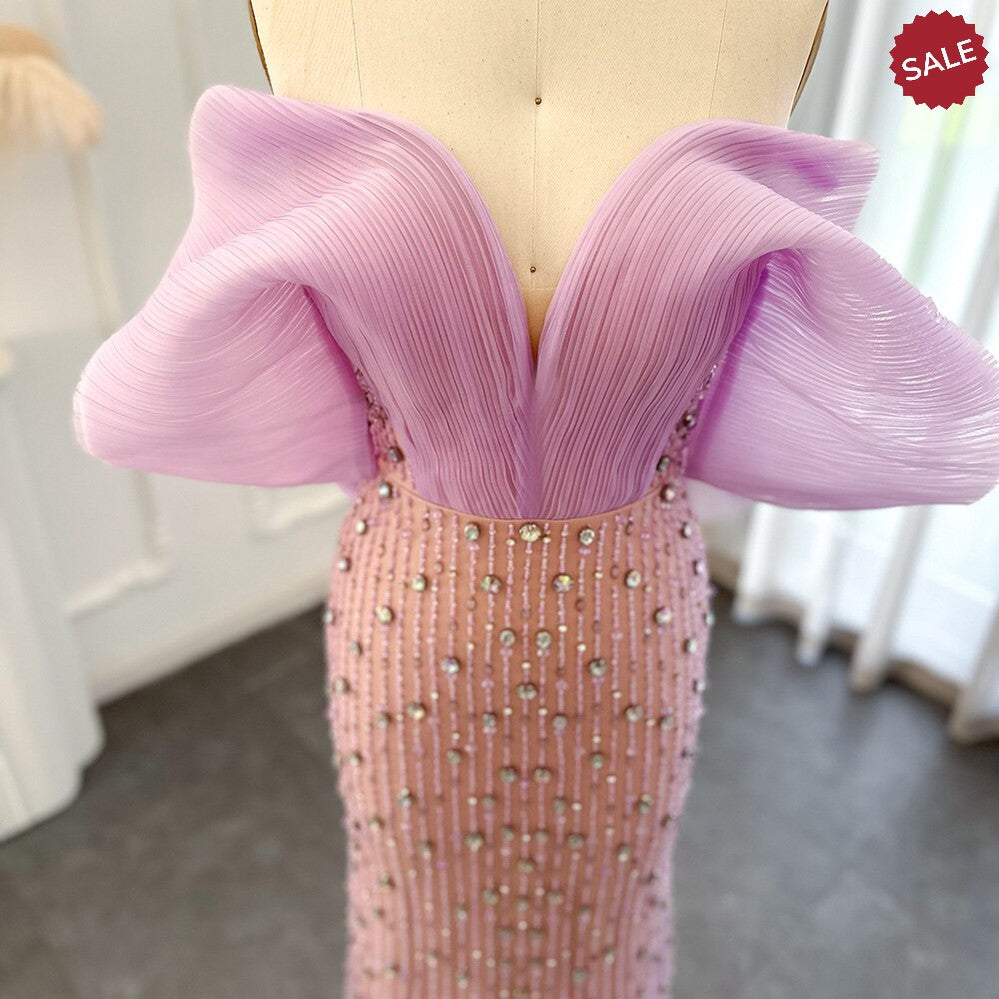 Luxury Lilac Long Evening Dress for Women Wedding Party SS327