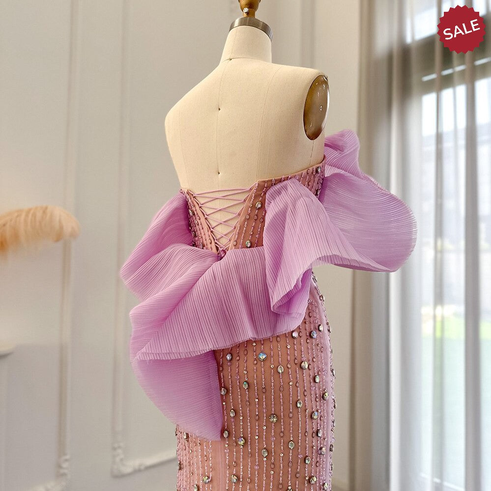 Luxury Lilac Long Evening Dress for Women Wedding Party SS327