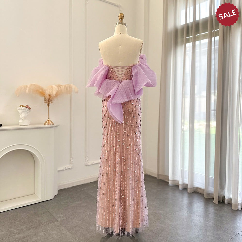 Luxury Lilac Long Evening Dress for Women Wedding Party SS327