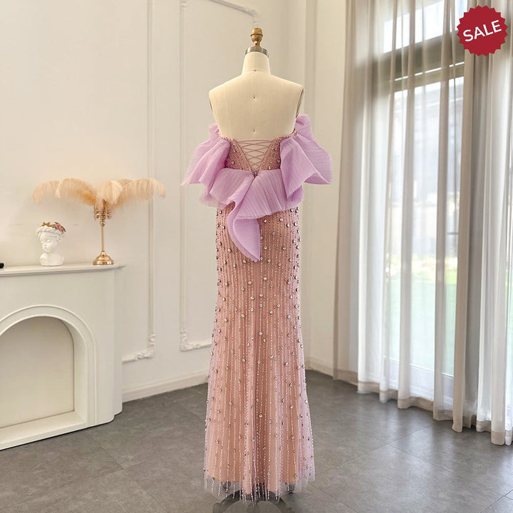 Luxury Lilac Long Evening Dress for Women Wedding Party SS327
